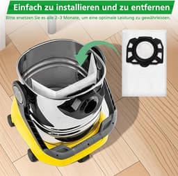 12x Stofzuigerzakken geschikt voor Kärcher WD 2 Plus - WD 3 - KWD 1-3 - MV 3 - SE 4001/4002 - KFI 357 - 3-Laags Vliesfilter - Scheurvast - Reserveonderdelen Pakket — thumbnail 4