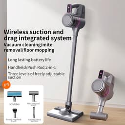 Draadloze Stofzuiger - Handstofzuiger Wasmachine - Vloeren Reinigen - Geïntegreerde Zuig- en Sleepfunctie - 400ML Stofbak - Grijs — thumbnail 5