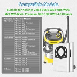 10-pack vervangende filterzakken voor Karcher WD4 - WD5 - WD6 - KWD 4/5/6 - KNT 4 - WD4.200 - WD5.800 - MV4 - MV5 - MV6 - SE 5.100 - SE 6.100 nat- en droogstofzuiger - ter vervanging van de 2.863-006.0 KFI 487 stofzak. — thumbnail 4