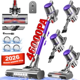Elekiatech Steelstofzuiger- 46000Pa - 50 Minuten Gebruikstijd - 8 Kegel Filtersysteem Steelstofzuiger Draadloos - 1,5 L Stofbak - 2200 mAh Accu - voor Tapijten en Harde Vloere - Paars — thumbnail 1