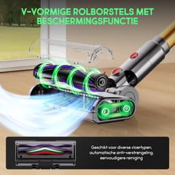 Hiaonyx steelstofzuiger - 9-in-1 steelstofzuiger draadloos - 75000pa - Met dierenborstel - LED Groene Stofdetectielamp - Geschikt voor Tapijten - Harde Vloeren en Dierenharen - 2-liter stofopvangbox - Paarse goudkleur — thumbnail 5