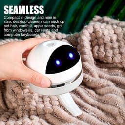 Mini desktop stofzuiger - USB oplaadbaar en draadloos - hoge zuigkracht voor bureau, kantoor, auto, kussen en toetsenbord - wit — thumbnail 3