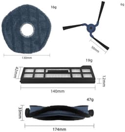 15-delige set accessoires geschikt voor X10 PRO OMNI robotstofzuiger: rolborstel, zijborstel, filter, dweil en stofzak — thumbnail 2