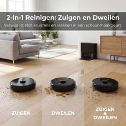 LuxaLife Louis V1 Robotstofzuiger met Dweilfunctie en Leegstation – 10.000 Pa Zuigkracht – LiDAR Navigatie – Y-Shape Dweilen – Nederlandse App – Geschikt voor Tapijt — thumbnail 4