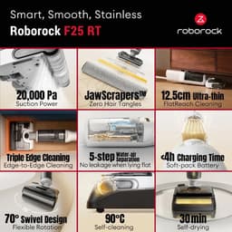 Roborock F25 RT – Steelstofzuiger nat en droog – 20000 Pa – 90°C wassen — thumbnail 3