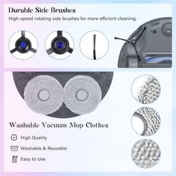 Accessoires gescht voor Ecovacs Deebot T50 Pro Omni/T50 Omni-stofzuiger, 1 hoofdborstel, 4 reinigingsdoeken, 4 zijborstels, 4 HEPA-filters, 6 stofzakken, 1 reinigingsgereedschap — thumbnail 4