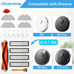 Accessoires Kit gescht Voor Dreame D9 Stofzuiger Onderdelen, Inclusief 1 Hoofdborstel, 6 Side Borstel, 4 Filters, 4 Mop Doek, 2 Reinigingsborstel — thumbnail 1