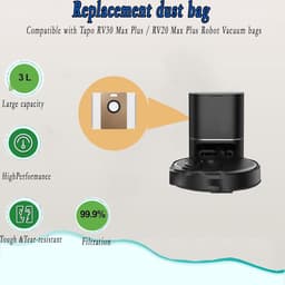 stofzuigerzakken - geschikt voor Tapo RV30 Max - RV30 Max Plus - RV20 Max Plus - RVA202 - 16*14*17cm - voor robotstofzuiger - reserveonderdelen - 10 stuks — thumbnail 5