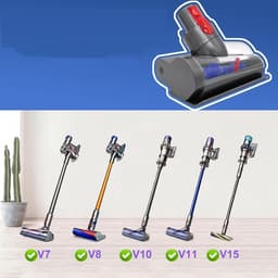 Stofzuigerborstelkop Met Anti-Klitfunctie En Taps Toelopende Borstelrol – Voor Dyson V15 V11 V10 V8 V7 – Dieptereiniging En Zelfreinigend – Compact En Donkergrijs — thumbnail 3