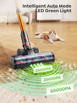 Draadloze Steelstofzuiger - Krachtige Stofzuiger - Huis Reinigen - Automatische Zuigkracht - 65 Min Werktijd - Oranje — thumbnail 5