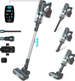 Draadloze Steelstofzuiger, Snoerloze Stofzuiger, Handstofzuiger 2-in-1, 300 W, 30 kPa, 4000 mAh, LED-verlichting, Blauw-Grijs, HEPA-filter, Steelstofzuiger met Accu, voor Vloeren, Tapijt, Meubels en Auto — thumbnail 1
