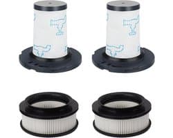 Filterset 4-pack geschikt voor Rowenta X-Force Flex 11.60 / 12.60 / 14.60 / 15.60 Animal, 2 pre-motorfilters + 2 post-motorfilters, vervanging voor ZR009007 en ZR009008