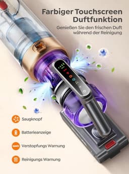 Draadloze Stofzuiger - Steelstofzuiger Krachtig - Grondig Huis Reinigen - HD Touchscreen Display - 65 Min Looptijd - Paars — thumbnail 3