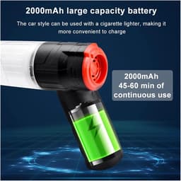 Draadloze Kruimeldief - Mini Stofzuiger - Auto en Huis - 16000 Pa Zuigkracht - 2000 mAh Batterij - Zwart — thumbnail 3