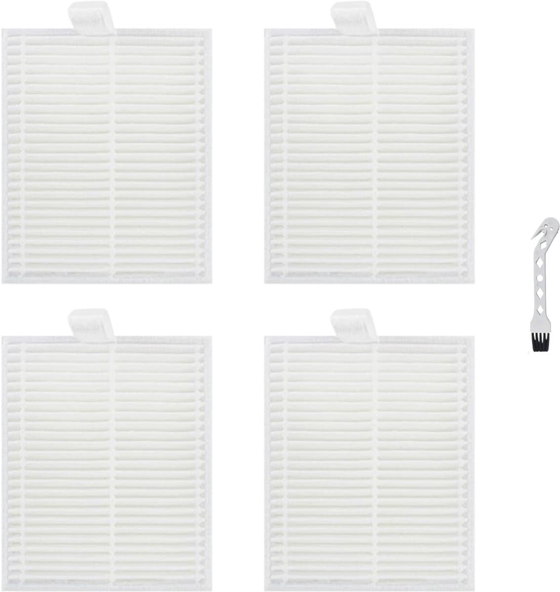 4 stuks HEPA Filter - Geschikt voor Eufy G50 Hybrid (SES) - L60 Hybrid (SES) - L60 - L60 SES - L50 - L50 SES - 6*7.5*0.9cm - met reinigingsborstel - Onderdelen - voor robotstofzuiger - Wit — afbeelding 1
