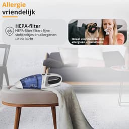 ETA Verto Kruimeldief voor Nat en Droog Vuil met Opzetstukken – Draadloos, Compact en Lichtgewicht – HEPA Filter – 500 ML en 120 ML – Wit / Blauw — thumbnail 5