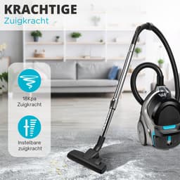 Sanovy PowerClean-8900 Stofzuiger Zonder Zak – Krachtige 2,5L Cycloon Stofzuigers, 9 m actieradius – Alle Vloertypen – 2 opzetstukken — thumbnail 5