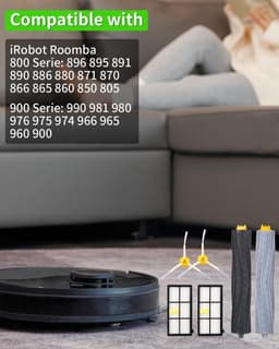 Reserveonderdelen geschikt voor iRobot Roomba 860 865 870 880 896 960 966 971 976 980 981, borstels accessoires voor Roomba 800 900-serie, 2 sets rubberen borstel, 6 filters HEPA, 6 zijborstel — thumbnail 2