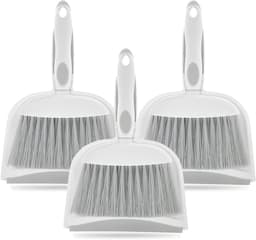 Bezem Stofpan Set - Mini Veegset - Bureau Schoonmaken - Ergonomische Handgreep - 3 Stuks - Grijs — thumbnail 1