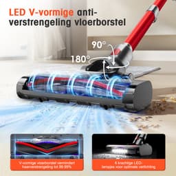 Elekiatech Steelstofzuiger- 46000Pa - 50 Minuten Gebruikstijd - 8 Kegel Filtersysteem Steelstofzuiger Draadloos - 1,5 L Stofbak - 2200 mAh Accu - voor Tapijten en Harde Vloere - Rood — thumbnail 4