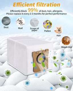 18-delige set - Stofzak - Stofzuigerzak voor robotstofzuiger - Zelfafvoerende bodemzak - Accessoires en onderdelen - Compatibel met Drametech D10 Plus, Z10 Pro en L10 Plus - Wit — thumbnail 3