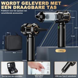 Draadloze Handstofzuiger - Mini Stofzuiger - Auto en Huis - 4-in-1 Blazen Zuigen - 25.000 Pa - Zwart — thumbnail 4