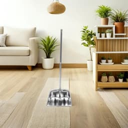 Stofblik met Steel - Metalen Vuilnischep - Efficiënt Schoonmaken - Extra Dik Roestvrij Staal - 80 cm Lengte - Zilverkleurig — thumbnail 2