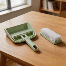 Stofpan en Borstel - Kleine Bezem Set - Bureau Reinigen - Compact Ontwerp - 5 x 13 cm - Groen — thumbnail 2
