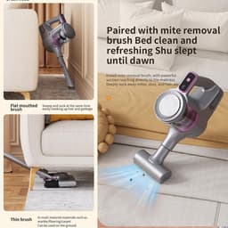 Draadloze Stofzuiger - Handstofzuiger Wasmachine - Vloeren Reinigen - Geïntegreerde Zuig- en Sleepfunctie - 400ML Stofbak - Grijs — thumbnail 2