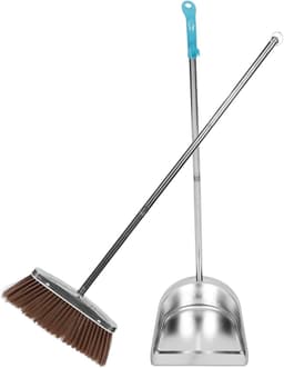 Stoffer en Blik Set - Stofblik met Steel - Vloeren Schoonmaken - Roestvrij Staal - 92.5 cm - Zilver — thumbnail 4