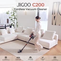 JIGOO C200 Snoerloze Stofzuiger, 23KPa Zuigkracht, 40min Werkduur, 2 Werkstanden, Telescopische Metalen Buis & LED Koplamp, Grijs — thumbnail 4