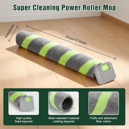 Set van 2 Luxe Reserve Borstelrollen - Geschikt voor iRobot Roomba Max 705 Combo+ & Max 700 Serie - 31cm - Zelfreinigende Roller Mop - Grijs/Groen — thumbnail 2