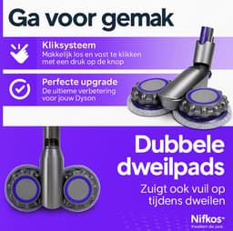 Nifkos Mop Geschikt voor Dyson V7 V8 V10 V11 V15 - Incl 6 Dweil Pads - Dweil - Dweilsysteem - Opzetstuk Dweilapparaat — thumbnail 3