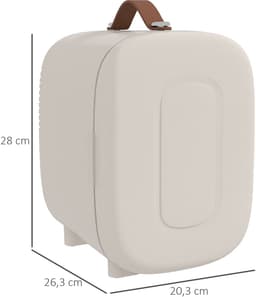 MEUNIQ mini koelkast 4 L cosmetica koelkast met koel- en verwarmingsfunctie, draagbare beauty fridge met handgreep voor cosmetica, drankjes en snacks, crèmewit — thumbnail 3
