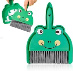 Mini-veegset - Kleine borstel - Snel opruimen - Ergonomisch ontwerp - Compact formaat - Grijs — thumbnail 1