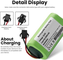 ANTIEE Vacuum Cleaner Batterie pour Vactidy T6, T7, T8 Robots avec Aspirators,PN:Vactidy Ls001-02 10.8V 2600mAh/28.08wh - ShopVlot — thumbnail 2