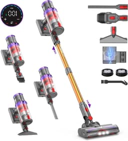 Steelstofzuiger Draadloos - Krachtige Stofzuiger - Huis Reinigen - Automatische Zuigkracht - 75 Min Looptijd - Goud — thumbnail 1