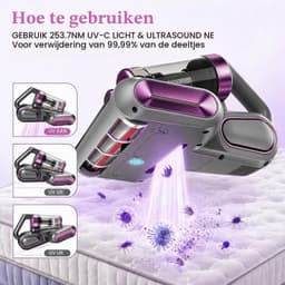 Mijtzuiger voor matrassen - 18 kPa sterke zuigkracht - krachtige motor - verwijdert stof en vuil - m-winkel — thumbnail 2