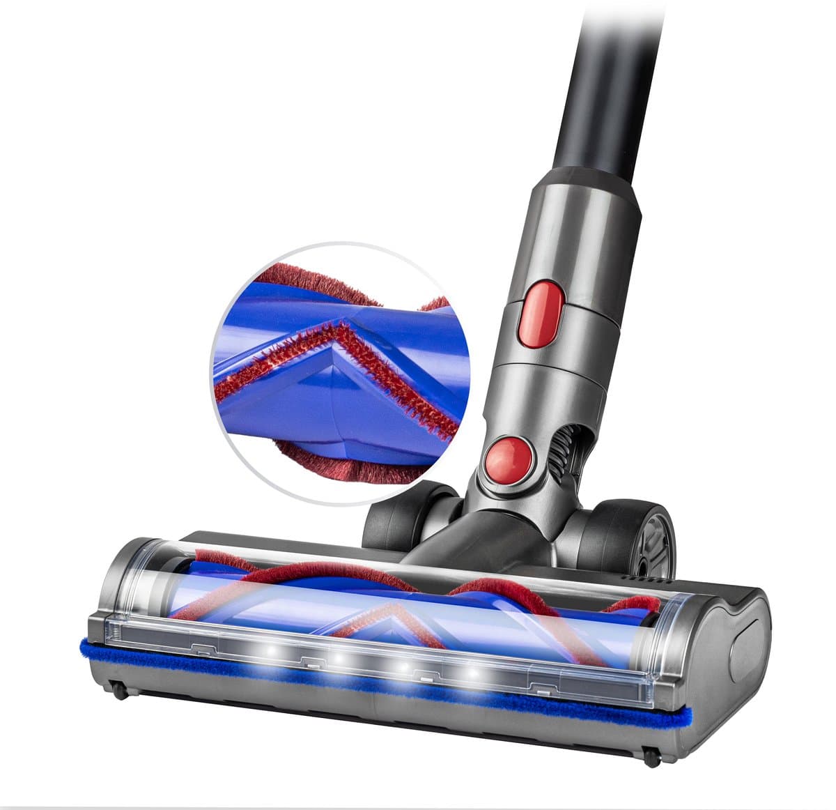SQOON Stofzuiger Mondstuk Geschikt voor Dyson Stofzuiger V7 / V8 / V10 / V11 en v15 Series -Met V Borstel - Zuigmond voor Dyson Steelstofzuiger - LED Licht — afbeelding 1