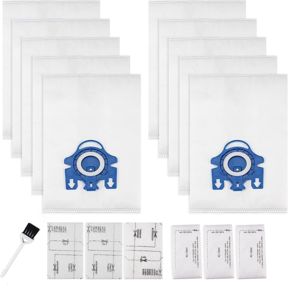 Geschikt voor 10 stuks 3D Airclean-zakken ter vervanging van Miele GN-stofzuigerzakken, geschikt voor Miele Classic C2 C3 S2 S5 S8 S400-serie met motorbeschermingsfilters, AirClean-filters — afbeelding 1