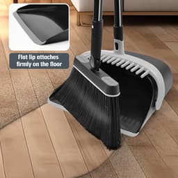 Bezem en stoffer - Veegset - Huishoudelijk schoonmaken - Verstelbare steel - 138 cm - Donkergrijs — thumbnail 3