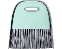 Handbezem en Veegschep - Tafelveegset Vuilblik - Snel Kleine Kuis - Praktisch Ontwerp - Compact Formaat - Grijs Turquoise