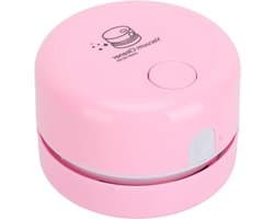 Mini Stofzuiger - Desktop Reiniger - Bureau Schoonmaken - Stille Werking - 9x9x7 cm - Roze