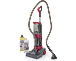 CLEANmaxx AquaStream Plus Duo Tapijtreiniger, 3-in-1 vloerreiniger voor tapijt, harde vloeren en als kussenreiniger, hete lucht natzuiger met XXL-accessoireset incl. dubbele tank, wielen, sproeiers en