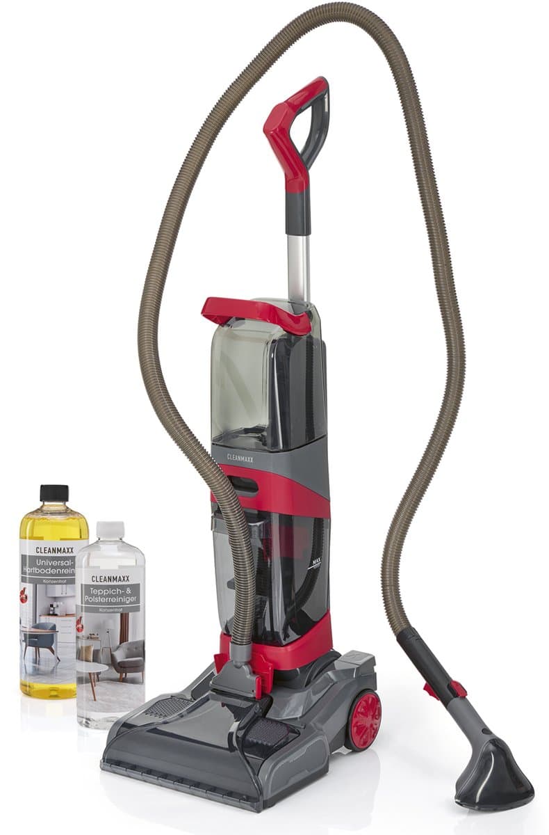 CLEANmaxx AquaStream Plus Duo Tapijtreiniger, 3-in-1 vloerreiniger voor tapijt, harde vloeren en als kussenreiniger, hete lucht natzuiger met XXL-accessoireset incl. dubbele tank, wielen, sproeiers en — afbeelding 1