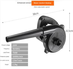 Krachtige Bladblazer - Luchtverplaatser Stofzuiger - Efficiënt Reinigen - Traploze Snelheid - Compact Lichtgewicht - Zwart — thumbnail 5