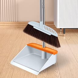 Bezem en Stoffer Set - Stoffer en Blik - Binnen Schoonmaken - Naadloze Vloeraansluiting - 84.5 cm - Blauw — thumbnail 3