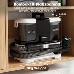 Natte Stofzuiger - Bekledingsreiniger Apparaat - Dieptereiniging Textiel - Sterke Zuigkracht 18kPa - 3 kg Lichtgewicht - Zwart — thumbnail 3