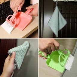 3x Mini Handveger en Stofblik Set - Kleine Stoffer en Blik voor Bureau, Auto en Kruimels — thumbnail 2