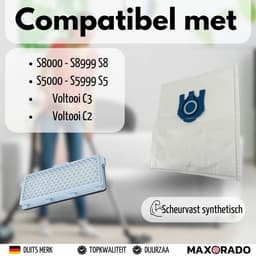Maxorado Stofzuiger Set 16-delig - 10 zakken + 2 Hepa + Uitblaas + 2 Motor Filter - geschikt voor Miele C3, C2, S8340, S8430, S8310, S8360, S8, S5, S5211, S5210, S8460 — thumbnail 2
